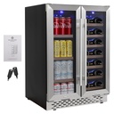 Dual Zone Wine Cooler - Holds 55 Cans & 20 Bottles, Quiet Compressor, Blue LED Lighting, 24 Inch Under Counter Design, Perfect for Home and Bedroom