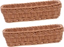 Cabilock 2pc Wicker Storage Basket Silverware Rustic Cutlery Organizer Woven Fruit Basket