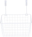 Sosoport White Hanging Storage Basket Over Cabinet Door Organizer Rack for Kitchen Bathroom Office Rust Ventilated Door Basket Easy Install Needed