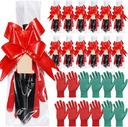 Therwen 12 Pcs Christmas Shovel Gloves Gifts Set with Bag Bow Tie Blank Tags Heavy Duty Garden Hand Shovel Anti-Slip Dots Gloves for Yard Lawn Farm Planting Tool Christmas Spring Planting Lover Gifts