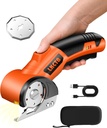 Electric Cardboard Cutter Scissors with LED Light, 2600mAh Rechargeable Battery, Brushless Motor, Tungsten Steel Blade, Cuts Cloth, Leather, Carpet, light orange