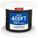 Muzata 400 ft 1/8" Black Stainless Steel Cable Railing System Hardware T316 Stainless Steel Wire Rope 7x7 Strands 1800 lb Breaking Strength Black Cable Railing Kit for Indoor Outdoor WR19