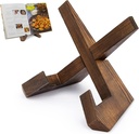 PUERSI Cookbook Stand for Kitchen, Recipe Book Holder for Kitchen Counter, Wooden Cookbook Holder, Rustic Cook Book Holder Stand - Rustic Brown