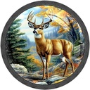 4 Pack Drawer Knobs Pulls Fall Forest Deer Crystal Glass Round Knobs Pulls Handles for Cabinets Dressers Kitchen Bathroom - Cupboards Wardrobes Hardware Furniture Knobs