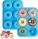 Aichoof Silicone Donut Mold for 6 Doughnuts, Set of 2. Food Grade LFGB Silicone Bagels Baking Pan, Non-Stick, Dishwasher Safe, Heat Resistant and Microwave Safe(Blue)