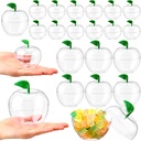 Menkxi 24 Pcs Apple Containers Plastic Apples Shaped Candy Jars Gift Filling Containers Teacher Appreciation Gift Classroom Decoration Ornaments Supplies(Clear)