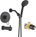 Taplong Matte Black Shower Faucet Set with Tub Spout, Tub Shower Faucet Combo Bathroom Shower Head Kit Bathtub Faucet with 3 Setting Single Handheld Spray(Valve Included)-TP047B
