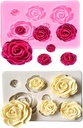 2PCS Rose Flowers silicone molds Cake Chocolate Mold wedding Cake Decorating Tools Fondant Sugarcraft Cake Molds