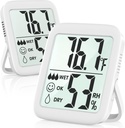 Antonki 2 Pack Room Thermometer for Home, Hygrometer Indoor Humidity Meter Gauge, Digital Temperature and Humidity Sensor Monitor for House, Terrarium, Incubator, Greenhouse - Battery Included