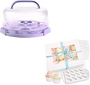 Ohuhu Cake Holder Cupcake Boxes, Upgraded Thicken 12 Pack 12 Count Cupcake Containers