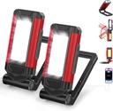 Rechargeable LED Magnetic Work Light 2 Pack, Portable Tool Gifts for Men, 7 Flashlight Modes with Kickstand and Carabiner, USB Charging for Camping, Hunting, and Car Repairs (2, Red)