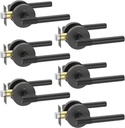 FILTA 6 Pack Black Door Handles Interior Privacy Door Handle Knurled Keyless Door Levers Matte Black Handle for Bathroom Bedroom Heavy Duty Door Knob