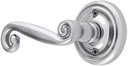 Classic Rosette Set with Rustic Levers Left Hand Double Dummy in Polished Chrome. Old Door Knobs.