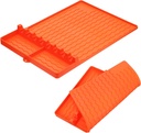 Grill Side Shelf Mat Silicone Griddle Accessories Non-slip Texture Easy to Clean Heat Resistant Bbq Tool Pad for Outdoor Cooking Grilling Orange