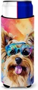 Caroline's Treasures Yorkshire Terrier Hippie Dawg Hugger for Ultra Slim Cans Can Cooler Sleeve Hugger Machine Washable Drink Sleeve Hugger Collapsible Insulator Beverage Insulated Holder