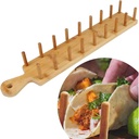 Taco Holders Stand, Natural Bamboo Taco Plates Rack Holds 8 Soft or Hard Shell, Wooden Taco Tray for a Party, Tortillas, Burritos, Home, Parties (1)