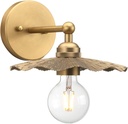 Phansthy Hardwired Wall Lighting, Barn Wall Sconces Antique Brass Indoor Wall Lights with Hammered Metal Lotus Leaf Texture Shade, Vanity Wall Lamp for Bathroom Bedroom Kitchen (One-Light 1 Pack)