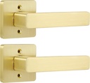 Leydebong 2 Pack Heavy Duty Dummy Door Handle Interior Lever Set, Single Sided Gold Door Knob for Interior Doors, Reversible for Right or Left Handles