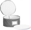 Stack Store Plus More China Storage Case - Dinner Plate Quilted Case - 12 inches diameter x 7 inches height - Gray - Includes 12 Felt Separators