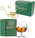 Brandy Warmer Set with Wicklow Snifter – Gold Stand, Tea Light Holder, and 8.5oz European Crystal Glass – Ideal for Brandy, Scotch, or Whisky