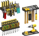 UNITEDPOWER Wall Mount Hand Tool Storage Set, Screwdriver Organizer, Pliers Holder, Hammer Rack, Metal Hardware Tray for Garage Workshop Workbench - 4 Pack
