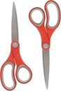 Westcott School Scissors, All-Purpose Student Scissors for Ages 12+, Ideal for Crafting and School Projects, Back-to-School, School Supplies, Classroom Supplies, 7-Inch, 2-Pack, Red/Gray