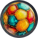 4 Pack Colorful Soccer Kitchen Cabinet Knobs Round Drawer Pulls Dresser Cupboard Door Handles