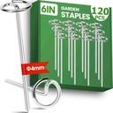 120pcs Landscape Fabric Pins, Bold 8 Gauge Weed Barrier Garden Staples Stakes Galvanized Steel, Landscape Fabric Staples Tent Stakes Yard Stakes (120 X 6in)