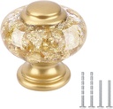30 Pack Gold Cabinet Knobs, 1-3/8 Inch(36mm) Crystal Kitchen Cabinet Knobs, Elegant Decorative Round Cabinet Hardware for Dresser Drawer Knobs Kitchens Cupboard Pulls