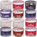 Angoily Christmas Tinplate Empty Tin 12Pcs Christmas Cookie Tins Christmas Cookie Boxes Holiday Candy Treat Present Cards Box with Lids for Christmas Party Supplies Christmas Treat Tin