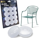 Wrought Iron Patio Furniture Feet Caps (24 Pack, White) - 1.5" Round Plastic Outdoor Chair Leg Caps, Patio Furniture Replacement Feet