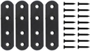 4 Pack Flat Mending Plate for Wood, ULIFESTAR Black Iron Flat Straight Brace Brackets Metal Repair Fixing Wood Brace Joining Plates Connector for Repairing Wooden Furniture with Mounting Screws