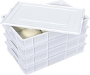 Commercial Stackable Proofing Dough Box with Lid, 4 Pack Plastic Pizza Dough Box, White