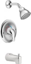 Moen Chateau Chrome Single Handle Posi-Temp Tub and Shower Faucet Set with Showerhead, Lever Handle, and Tub Spout, Valve Included, L2353