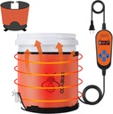 5 Gallon Honey Bucket Heater with Bottom & Side Heating Pad, Bucket Warmer Blanket with Temperature Controller 100W 120V, Thermostat Max Temp 149°F, Honey Warmer, Beekeeping Supplies Hive Equipment