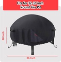 LAVAED Heavy Duty 600D Outdoor Round Fire Pit Cover for Fire Pit 36D*20H inch,Waterproof Full Coverage Patio Round Fire Pit Cover, Dustproof Oxford Cloth Outdoor Fireplace Cover