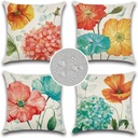 JOJOGOGO Summer Outdoor Pillow Covers 16x16 Waterproof Set of 4 Hydrangea and Lotus Floral Outdoor Throw Pillows Summer Decor for Garden Patio Furniture and Porch