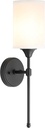 XiNBEi Lighting Wall Sconce Lighting, Classic 1 Light Black Bathroom Sconce Vanity Light with Fabric Shade for Corridor Bedroom & Living Room XB-W1260-MB
