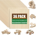 36 Pack 12x12 Basswood Sheets 1/8 Inch, Unfinished Wood for Crafts, Basswood for Laser Cutting & Engraving, Wood Burining, Basswood Plywood Sheets for Architectural Models.