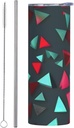 20ozTriangular pattern stainless steel straw lid cup, double-layer stainless steel, can be drunk directly or with a straw