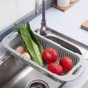 MineSign Extendable Colander Over the Sink Drain Basket Adjustable Fruits and Vegetable strainer Sink Washing Basket for Kitchen(Green)