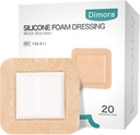 Dimora Silicone Foam Dressing with Border 20 Pack Adhesive 4"x4" Waterproof Wound Dressing Bandage for Wound Care