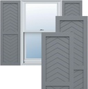 18"W x 29"H True Fit PVC Two Panel Chevron Modern Style Fixed Mount Shutters, Ocean Swell (Per Pair - Hardware Not Included)