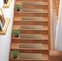 English Home Washable Soft Solid Color Design Non-Slip Stair Treads Set of 13 (Beige, 7"" x 24"")