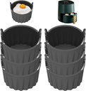 Ramekins for Air Fryer Dessert Bowls 6PCS Silicone Air Fryer Egg Mould 2.8'' Reusable Air Fryer Egg Poacher Non Stick Cupcake Muffin Cups for Microwave Oven, Grey, Gray