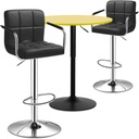 Magshion 3 Piece Bar Dining and Chair Set, Adjustable Bar Stools Set of 2 with Armrest Square Back and Bar Table Round Cocktail Table for Dining Room Home Kitchen Patio Bistro