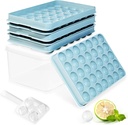 Ice Cube Trays with Lid and Bin, 1.0 IN Small Round Ice Cube Mold - 3 Pack(35 per Tray) Easy Release Stackable Ice Ball Maker Iced Bucket Kits, Circle Ice Tray for Cocktail, Whiskey & Drinks,BPA-Free