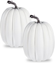 vensovo 2PCS 8 Inch White Plastic Pumpkins for Decorating – Large Artificial Foam Pumpkins for Fall Decor, Halloween, Thanksgiving, Paintable for DIY Crafts & Centerpieces