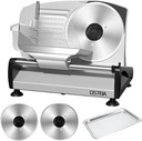 OSTBA Meat Slicer with Quiet DC Motor, 200W Electric Deli Slicer, Dual 7.5'' Stainless Steel Blades, 0-15mm Adjustable Thickness, Easy to Clean, Ideal for Meat, Cheese, Bread, and Vegetables