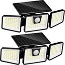 INCX Solar Lights Outdoor Waterproof, 3000 LM 156 LED Motion Sensor Outdoor Lights, 3 Heads Solar Powered Security Flood Light Motion Detected Spotlight for Patio Garage Yard Entryways, 2 Pack Black